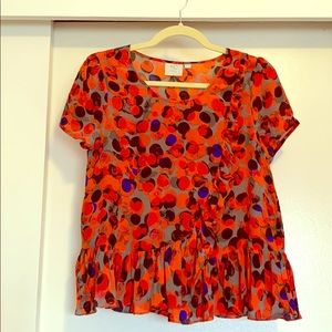 Multicolor blouse top with ruffles